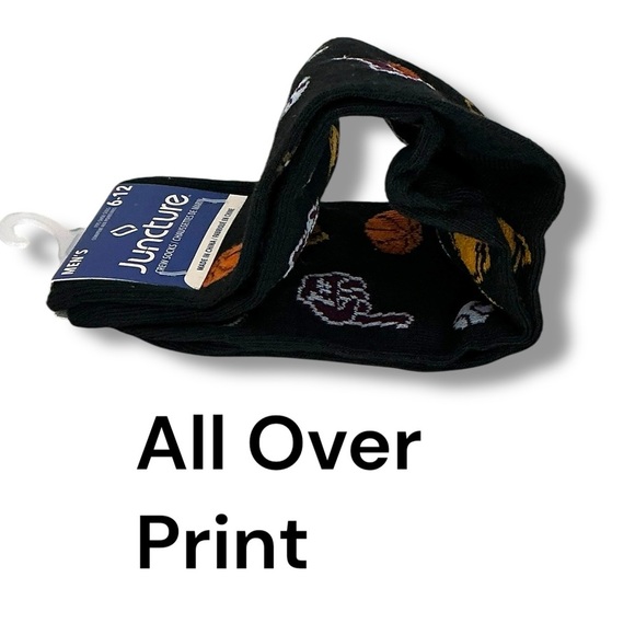 Sports Themed Crew Socks Mens Novelty Print Black Unisex OS Shoe Size 6-12 New - Picture 5 of 13